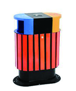 戶外鋼木三色分類(lèi)垃圾桶